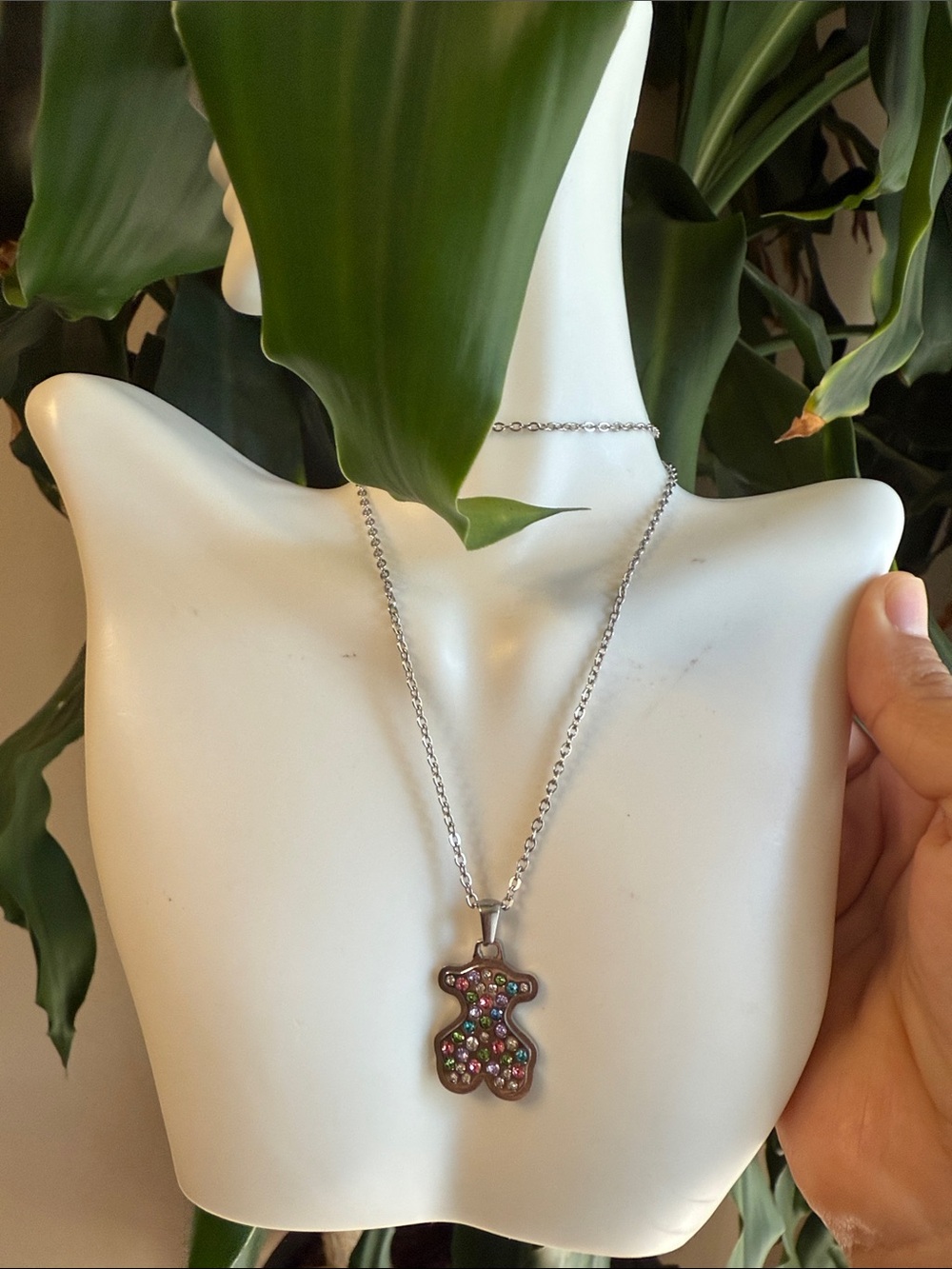 Multicolor Crystal Teddy Pendant Necklace - Women Jewelry